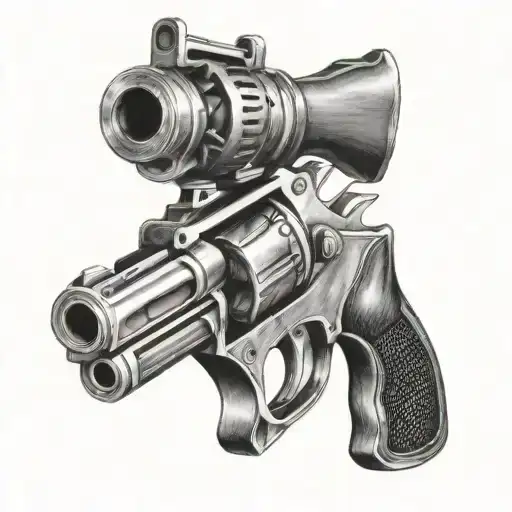 revolver gun tattoo design idea