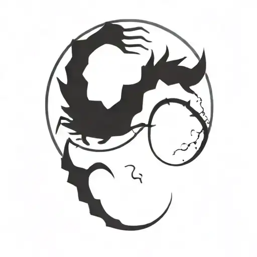 scorpio zodiac sign, capricorn trash polka elements tattoo design idea