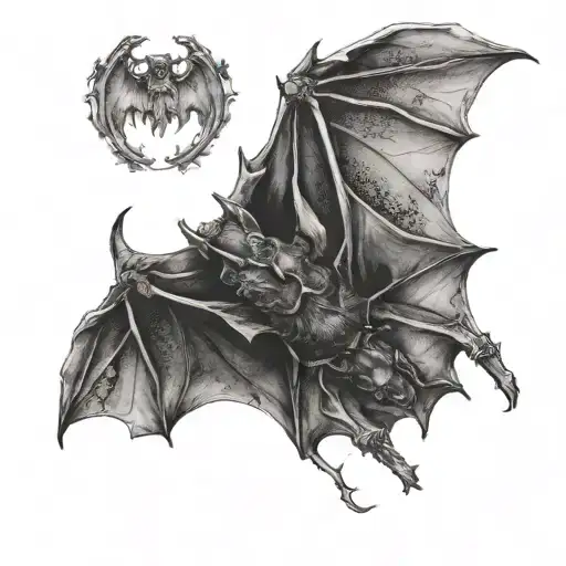bat corpse tattoo design idea