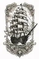 pirate ship tattoo design idea