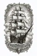 pirate ship tattoo design idea