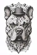 buldog francuski  , trash polka style tattoo Ignorant style tattoo tattoo design idea