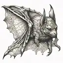 Indian bat tattoo design idea