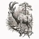 ibex in the forest tattoo design idea