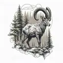 ibex in the forest tattoo design idea