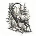 ibex in the forest tattoo design idea