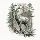 ibex in the forest tattoo design idea