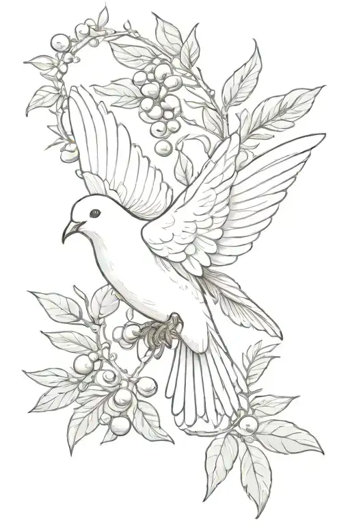 dove holding olive branch   tattoo design idea