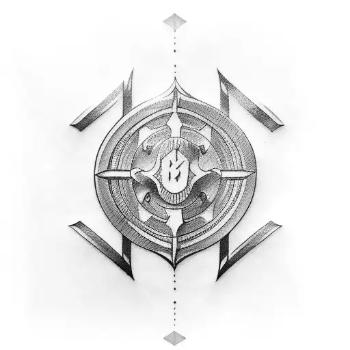 crossed wooden swords tattoo design idea