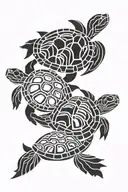 turtles swimming together tattoo design idea