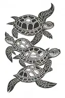 turtles swimming together tattoo design idea