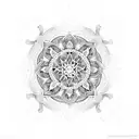 Intricate dotwork tattoo featuring a mandala made of Gothic symbols tattoo design idea