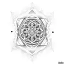 Intricate dotwork tattoo featuring a mandala made of Gothic symbols tattoo design idea