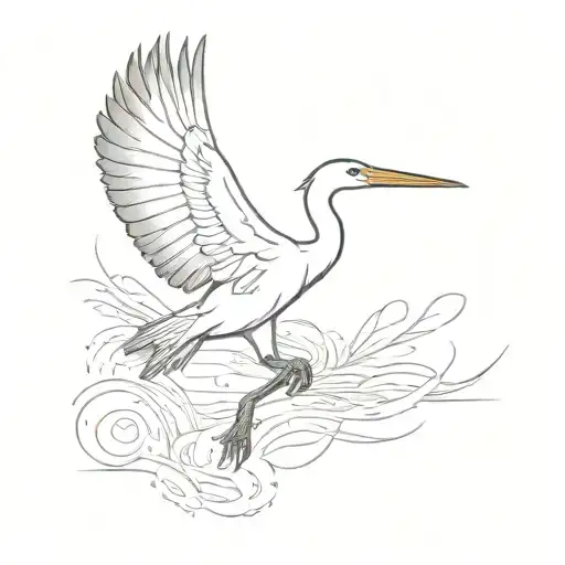 stork bird flying tattoo design idea