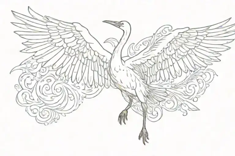 stork bird wings tattoo design idea
