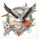 stork bird tattoo design idea