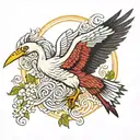 stork bird tattoo design idea