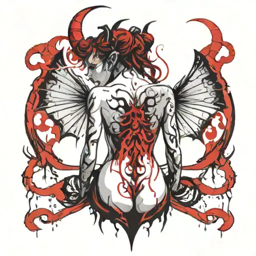 succubus full sillohet back view for shoulder tattoo tattoo design idea