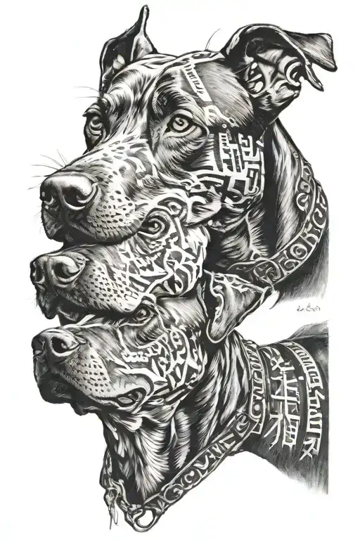 two dober man Dog with John 13:7 scripture   tattoo design idea