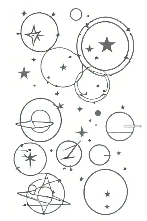 moons stars nature witchcraft planets orbiting tattoo design idea