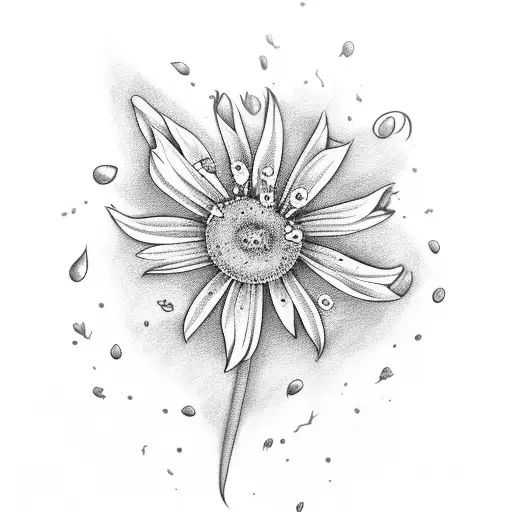 Bouquet of Easter lilys, daisys with a hidden cancer ribbon tattoo design idea