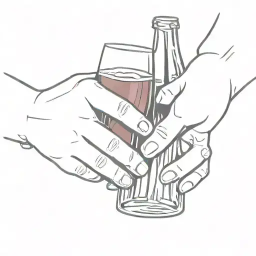 two hands, one holding a coca cola and the other holding a glass of wine tattoo design idea
