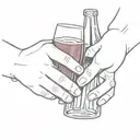 two hands, one holding a coca cola and the other holding a glass of wine tattoo design idea