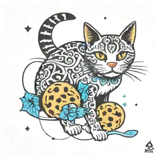 cat and cookie  tattoo design idea