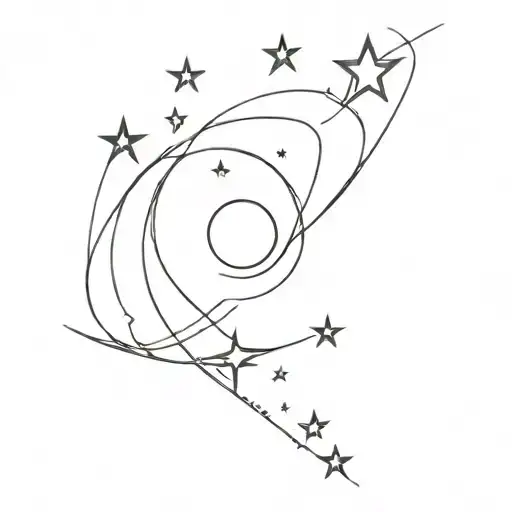 fine line tattoo to the moon and back with stars shining tattoo design idea