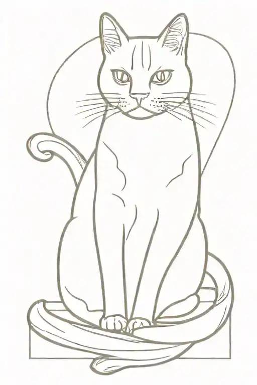 ginger cat life tattoo design idea