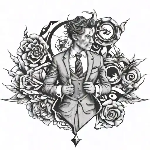 balance, loneliness and love, a suit, mind and heart, smart. Kaos, overthinking, anxiety. Resilence. tattoo design idea