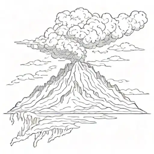 volcano tattoo design idea