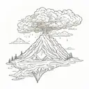 volcano tattoo design idea