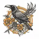 raven surrounded tattoo design idea