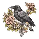 raven surrounded tattoo design idea