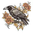 raven surrounded tattoo design idea
