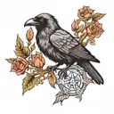 raven surrounded tattoo design idea