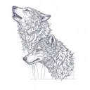 two wolves tattoo design idea