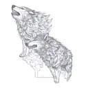 two wolves tattoo design idea