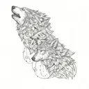 two wolves tattoo design idea