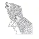 two wolves in love tattoo design idea