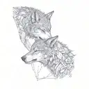 two wolves in love tattoo design idea