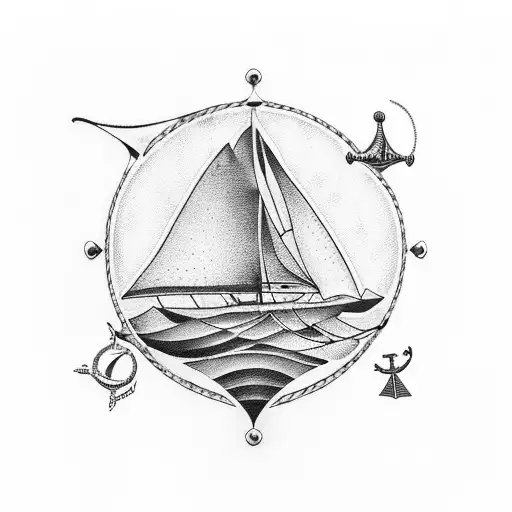 A nautical themed tattoo incorporating elements of sailing and the sea in a unique way to represent your love for the ocean and sailing adventures tattoo design idea