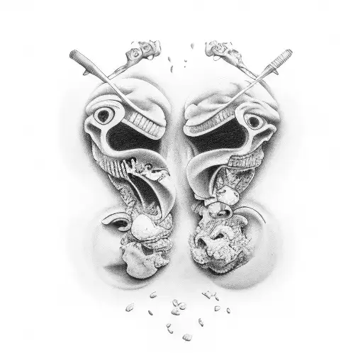 Comedy and tragedy  tattoo design idea