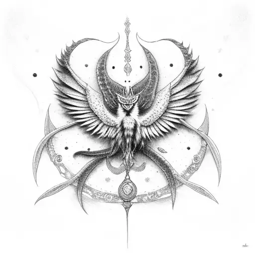 Espada con alas, unas blancas y otras negras tattoo design idea