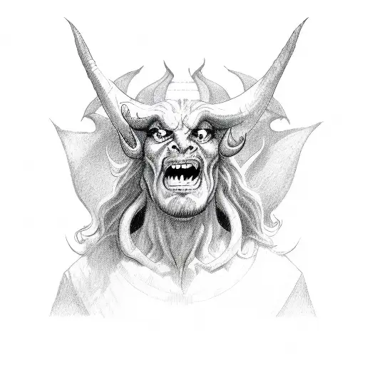 Satan casting dice in hell tattoo design idea