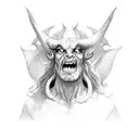 Satan casting dice in hell tattoo design idea