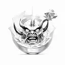 Satan casting dice in hell tattoo design idea