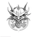 Satan casting dice in hell tattoo design idea