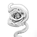 Snake and rose tattoo design idea